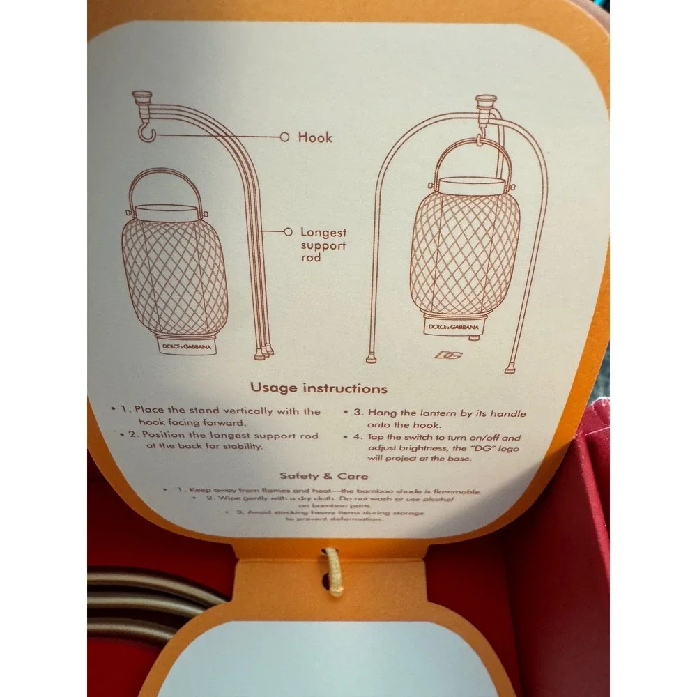 Dolce & Gabbana Artisanal Bamboo Lantern Gold Base Touch Light Gift Set Boxed